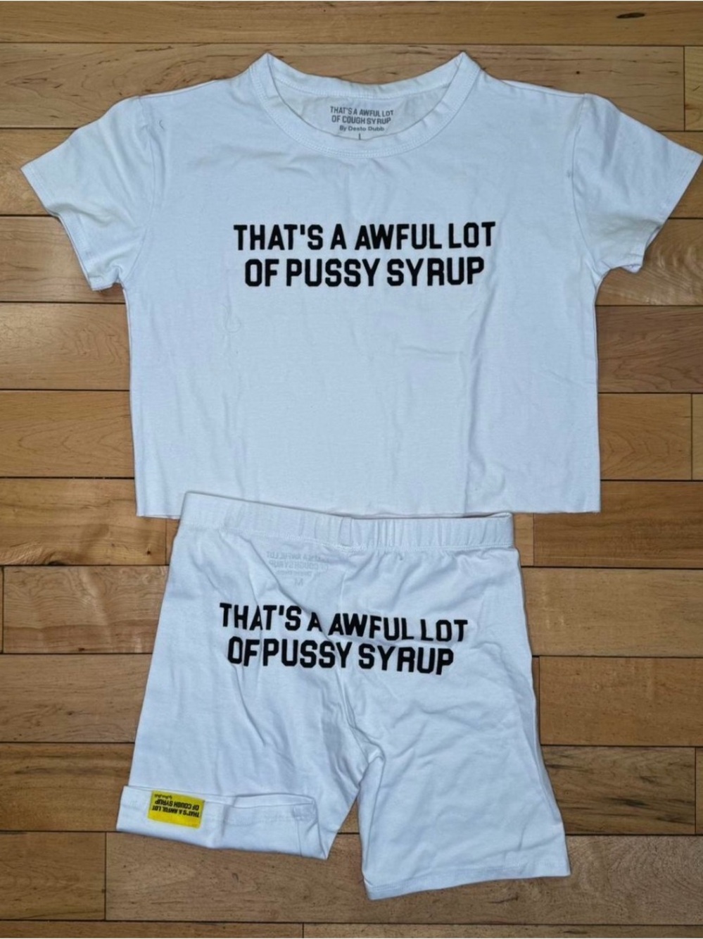 That’s A Awful Lot Of Cough Syrup Crop Top T-Shirt & Shorts Set Fits Like S/M